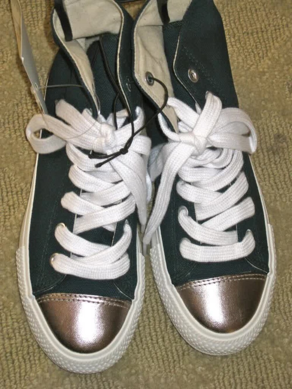 Forever 21 Contrast Teal Gold Silver High Top Sneakers